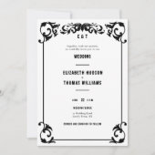 カントリーミニマルウェスタンフォーマル白黒結婚ズ 招待状 (正面)