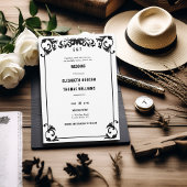 カントリーミニマルウェスタンフォーマル白黒結婚ズ 招待状