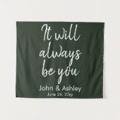 カントリーミュージックのウェディング用背景 レセプション ハンターグリーン タペストリー (正面(横))