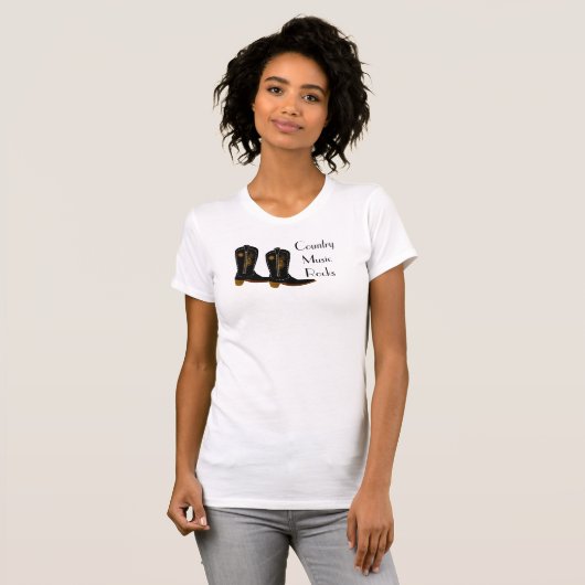 カントリーミュージックはカウボーイの女性のカーボーイのブーツの踊を揺すります Tシャツ (正面フル)