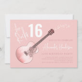 カントリーミュージックギター16thバースデーパーティーピンク 招待状 (正面)