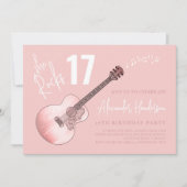カントリーミュージックピンクギター17th誕生日パーティー 招待状 (正面)