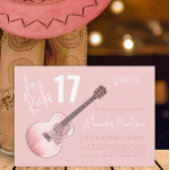 カントリーミュージックピンクギター17th誕生日パーティー 招待状
