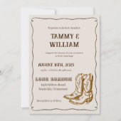 カントリーミュージック ウエスタンブーツ 結婚式招待状 招待状 (正面)