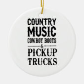 カントリーミュージック、カウボーイ・ブーツ及び小型トラック セラミックオーナメント (正面)