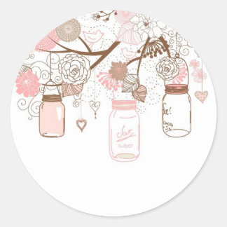 カントリーメイソンジャースピンクの花 ラウンドシール