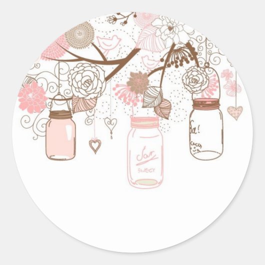 カントリーメイソンジャースピンクの花 ラウンドシール (正面)