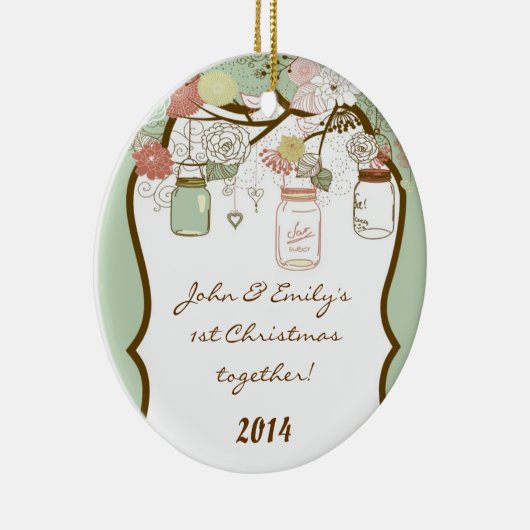 カントリーメイソンジャーパーソナライズされたネームオーナメント セラミックオーナメント (右)