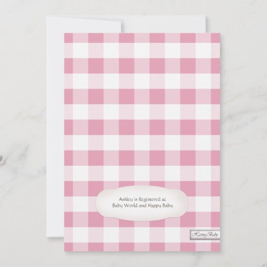 カントリーメイソンジャーピンクギンガムベビーシャワー 招待状 (裏面)