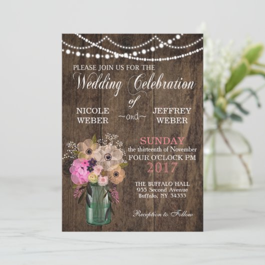 カントリーメイソンジャールウッドフラワー結婚式招待状 招待状 (スタンド正面)