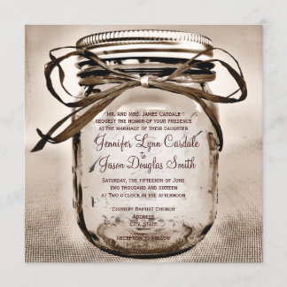 カントリーメイソンジャール素朴スクエア結婚式招待状 招待状