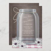 カントリーメイソンジャー ダイシー ピンク ギンガム ウェディング 招待状 (正面/裏面)