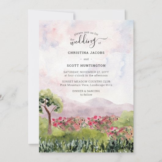 カントリーメドウウォーターカラーダスティーバラ結婚ズ 招待状 (正面)