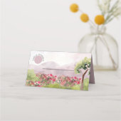 カントリーメドウウォーターカラー結婚ズダスティバラ プレイスカード (正面)