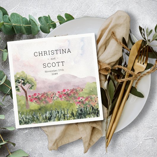 カントリーメドウウォーターパーソナライズされたカラー結婚ズ スタンダードカクテルナプキン