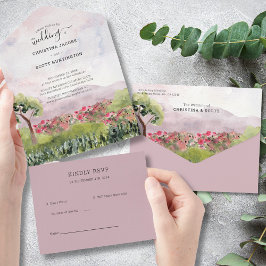 カントリーメドウダスティバラウォーター結婚カラー オールインワン招待状