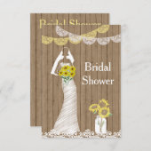 カントリーメ素朴イソンジャーサンフラワーブライドブライダルSh 招待状 (正面/裏面)