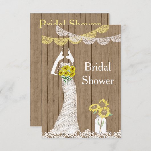 カントリーメ素朴イソンジャーサンフラワーブライドブライダルSh 招待状 (正面/裏面)