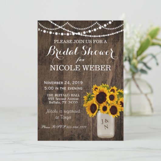 カントリーメ素朴イソンジャーブライダルシャワーヒマワリ 招待状 (スタンド正面)