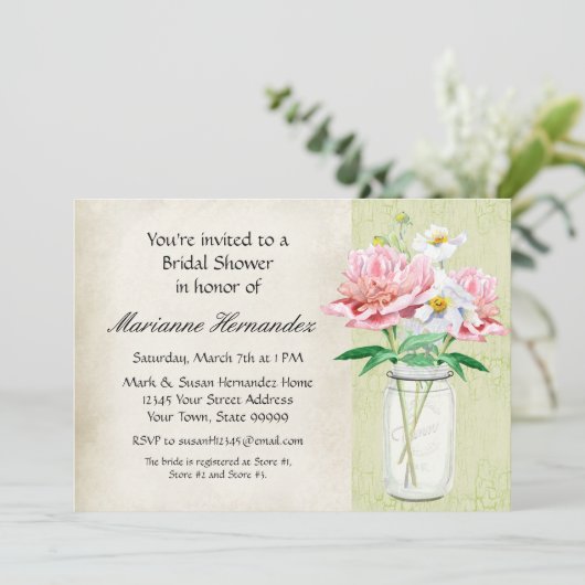 カントリーメ素朴イソンジャーペニーポピーブーケピンク 招待状 (スタンド正面)