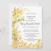 カントリーモダンイエローピンクフローラ葬儀 招待状 (正面)