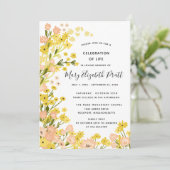 カントリーモダンイエローピンクフローラ葬儀 招待状 (スタンド正面)