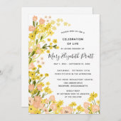 カントリーモダンイエローピンクフローラ葬儀 招待状 (正面/裏面)