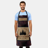カントリーモダンファミリーネームキャビンウッドシェフ エプロン (着用した状態)