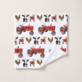 カントリーモダンファーム動物パターン動物舎 バスタオルセット (ウォッシュタオル)