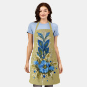 カントリーモダンブルーフローラ エプロン (着用した状態)