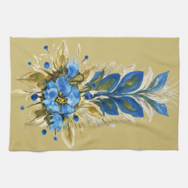 カントリーモダンブルーフローラ キッチンタオル