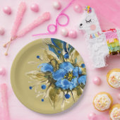 カントリーモダンブルーフローラ ペーパープレート (パーティー)