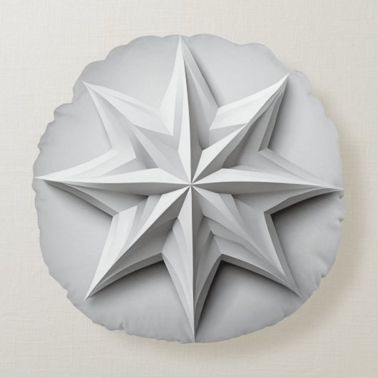 カントリーモダン・グレーとホワイト・スター ラウンドクッション (正面)