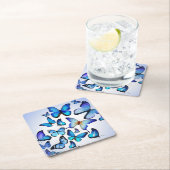 カントリーモダン·ブルー·チョウ スクエアペーパーコースター (インサイチュ)