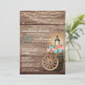 カントリーライトティール（緑がかった色）&コーラルフラワーズ招待状 招待状 (スタンド正面)