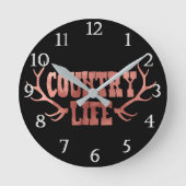 カントリーライフ〔雄ジカの〕枝角ピーチバラ金ゴールドグラム ラウンド壁時計 (正面)
