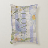 カントリーラブフローラブルージンガムとデイジー アクセントクッション (正面(垂直))