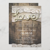 カントリーラブ素朴ロープバーラップレースブライダルシャワー 招待状 (正面/裏面)