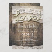 カントリーラブ素朴ロープバーラップレースブライダルシャワー 招待状 (正面/裏面)