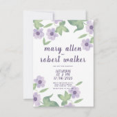 カントリーラベンダーピンクグリーンフローラ春の結婚式 招待状 (正面)