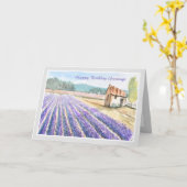 カントリーラベンダーフィールドハッピーバースデーカード カード (黄色い花)