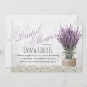 カントリーラベンダーフローラメイスンジャーブライダルシャワー 招待状 (正面)