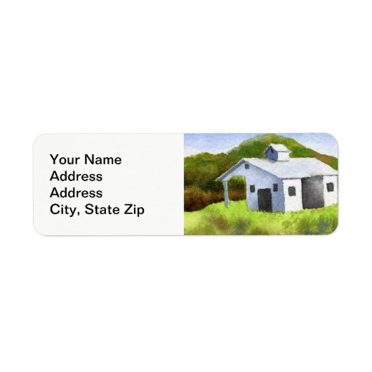 カントリーランドスケープ畑の納屋サイロ。 ラベル (正面)