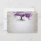 カントリーラ素朴ックスパープルハートリーフ結婚ズ 出欠カード (裏面)