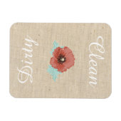 カントリーリネンレッドピーニー食洗機マグネット マグネット (横)