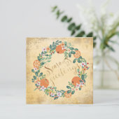 カントリーリースヴィンテージエレガントフローラホリデーカード (スタンド正面)