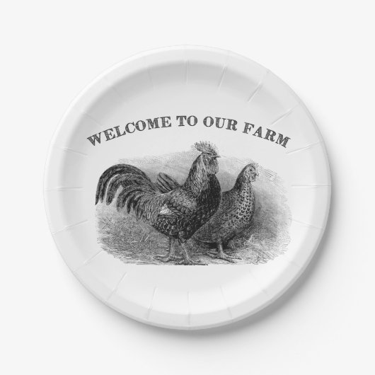 カントリールースターとチキンの任意の目的プレート ペーパープレート (正面)
