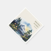 カントリーレイクトワイライトフォレストマウンテン結婚ズ スタンダードカクテルナプキン (角)