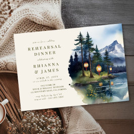 カントリーレイクトワイライト結婚のリハーサルディナー 招待状