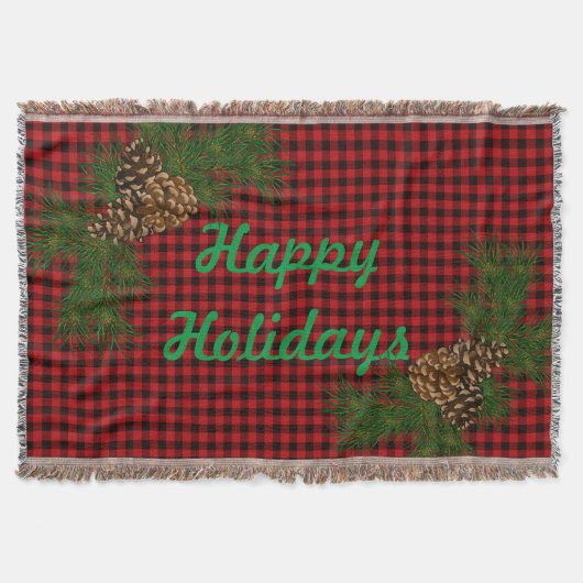 カントリーレッドとブラックプライド – パインコーン詳細 スローブランケット (正面)